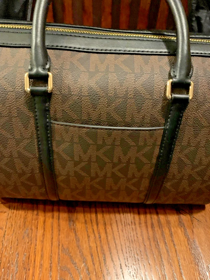MICHAEL KORS BEDFORD LEGACY (Med) DOME ZIP SATCHEL Brown Logo w/ Black Handles - Image 4 of 4