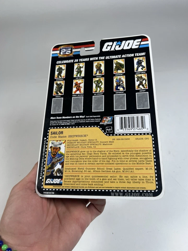 GI Joe 25 Aniversario ARAH Marinero Naufragio Sin usar, en caja NUEVO Lámina Sellada 2007 Foto 3 de 4