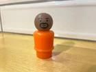 Vintage Fisher Price Little People Black African American Boy Orange Plastic