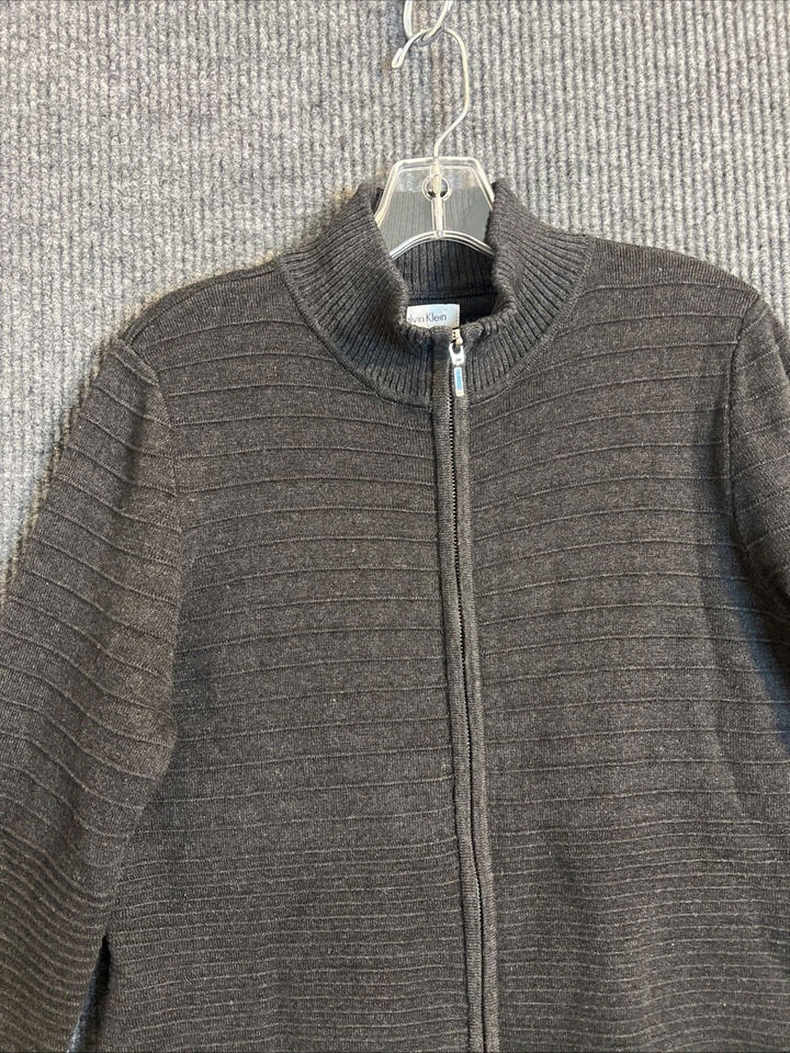 Vestido Suéter Acanalado Calvin Klein Para Mujer Talla XL Gris Carbón Cremallera Completa Foto 3 de 4