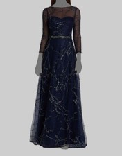  1060 Rickie Freeman by Teri Jon Women's Blue Beaded Tulle Gown Dress Size 6