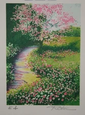 Raphael Robic - Original Signed Lithograph - Jardin Per Giverny 3