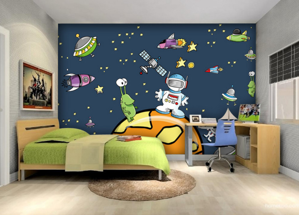 3D Cartoon Astronaut 10866NA Wallpaper Wall Mural Removable Self-adhesive Fay