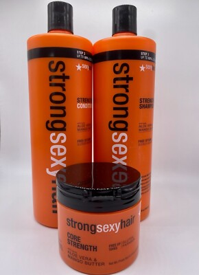 Strong Sexy Hair Shampoo + Conditioner 33.8 Fl Oz - 1 liter + Mask 200ml -3-pack