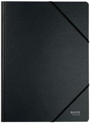 Leitz Recycled Card Folder with Elasticated Bands, A4, Black, Pack of 10