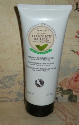 Perlier Honey Miel Honey & Mint Smoothing Foot Scrub With Pumice Stone~6.7 fl.oz