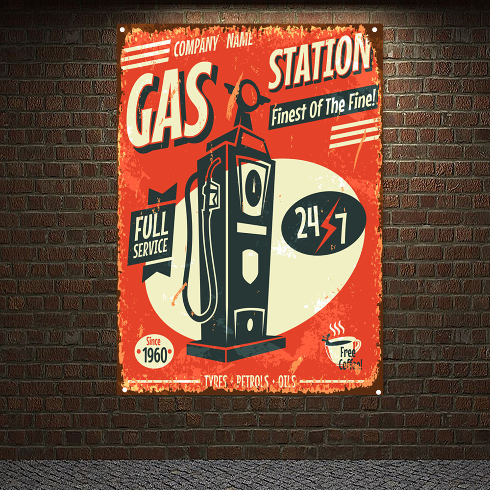 Gas Station Vintage CAR SERVICE Poster Tapestry Wall Painting Garage Banner Flag