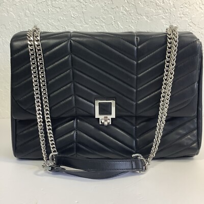 Topshop Black Quilted Chevron Patterned Chain Strap Shoulder Bag