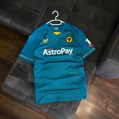 Wolverhampton Away Football Shirt 2022/23 L Castore Jersey Teal Yellow PL