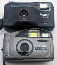 Vivitar EZ Motor  PS44 35mm Point  Shoot Cameras Lot of 2 TESTED