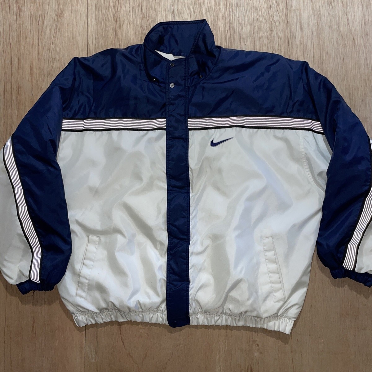 Vintage 90s Nike Center Swoosh Quilt Insulated Blue White