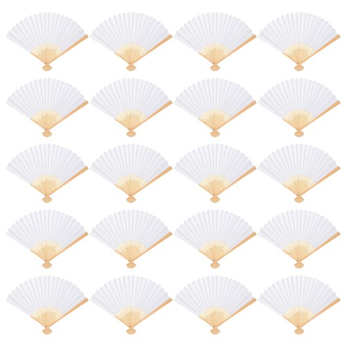 6/10/20 Pcs White Paper Hand Fan Chinese Handheld Fan DIY Blank Paper Fan - Picture 14 of 14