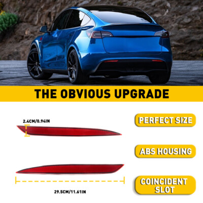 Pair Of Red Rear Bumper Reflectors For 2020-2022 Tesla Model Y - Left & Right Side Markers