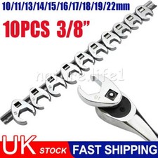 10PCS 3/8'' dr Crowfoot Crowsfeet Crows Foot Spanner Wrench Set 10-22mm