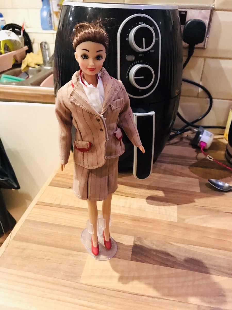 RARE emirates barbie doll on stand, canin crew air hostess