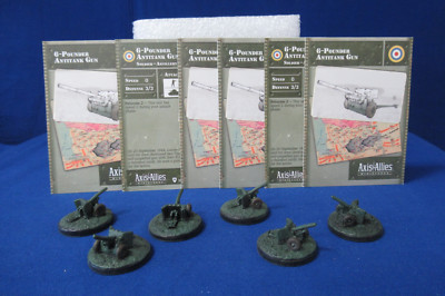 Axis & Allies Miniatures BASE SET 7/48 Six 6-Pounder Antitank Guns + Stat Cards