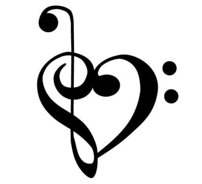 Bass & Treble Clef Heart Music Sticker Pack - White Vinyl Decal For Cars, Laptops, Windows