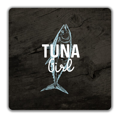 Thunfisch Mädchen 2er Pack Getränke Untersetzer Welttag des Thunfischs Geschenk - 9 cm x 9 cm