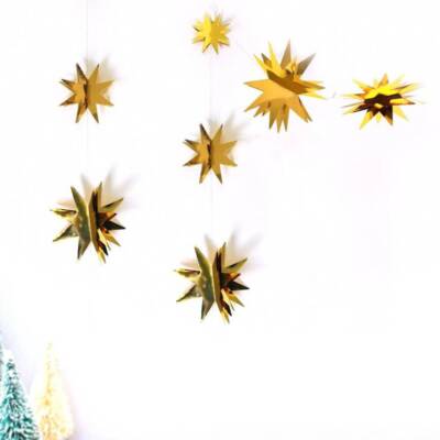 Metallic Gold 3D Star Paper Garland 2m