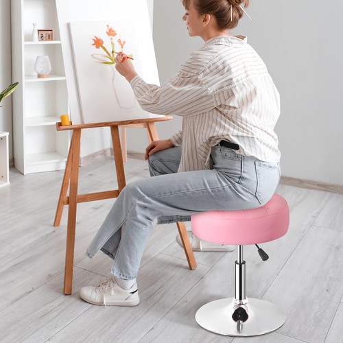 PU Leather Vanity stool Adjustable Height 360° Swivel Chair Makeup Stool Pink - Picture 9 of 22