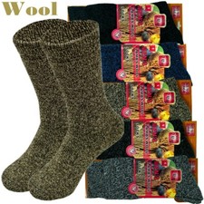 6 Pairs Mens Winter Merino Lambs Wool Heavy Duty Work Thermal Boots Socks 10-13