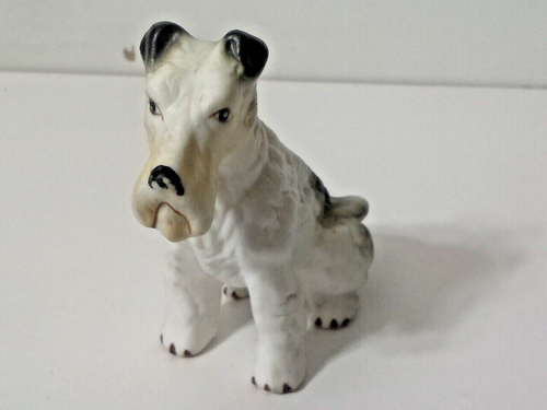 White Schnauzer Porcelain Dog Figurine China Sitting Terrier Vintage Ceramic - Picture 1 of 7