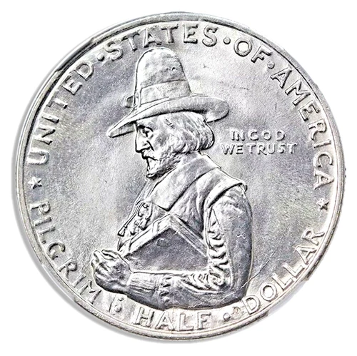 1920 Pilgrim Tercentenary Silver Half Dollar MS65 NGC / Flashy