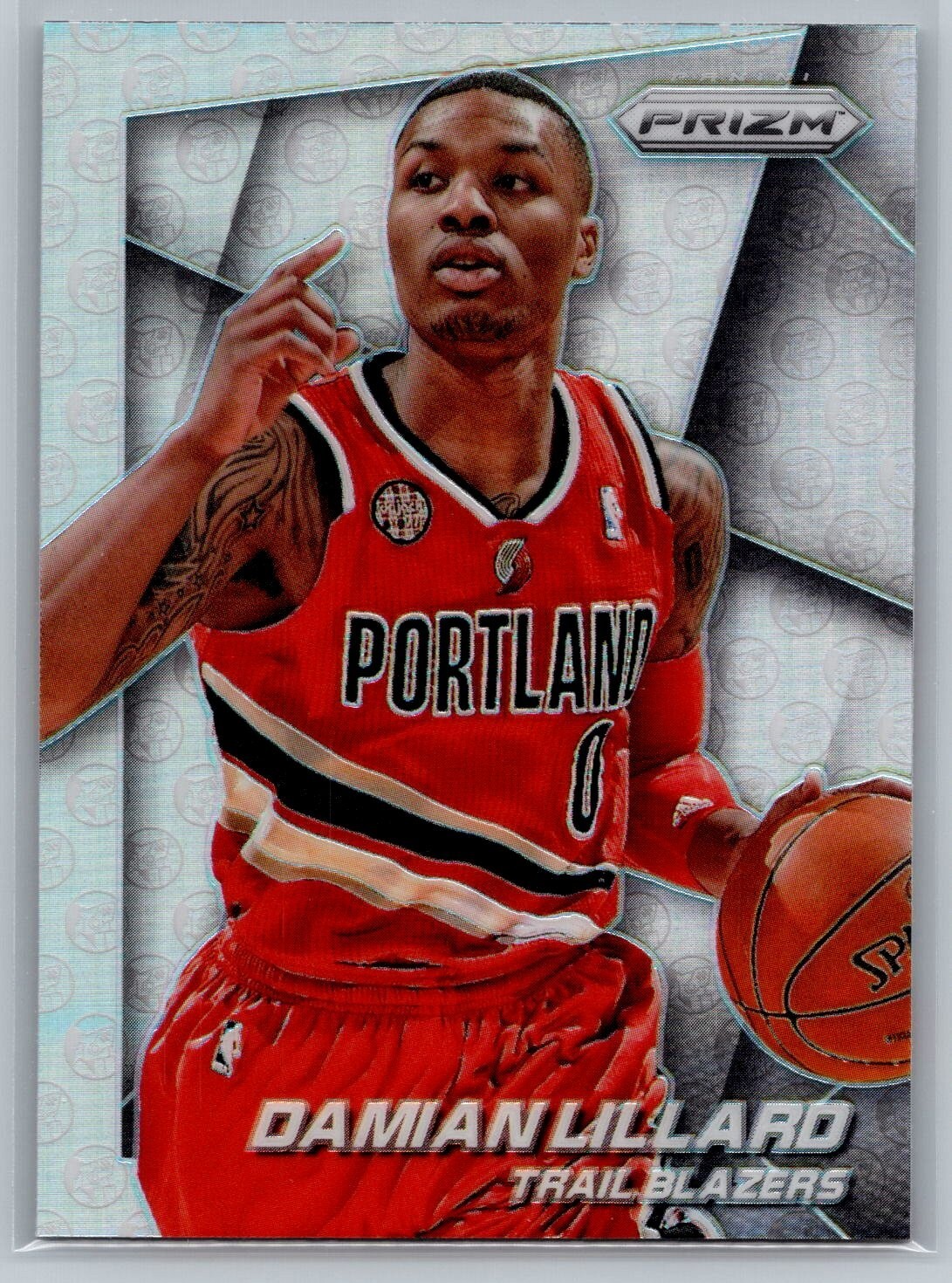 2014-15 Panini Prizm Damian Lillard SILVER LOGO Prizm Card #9 Trail Blazers!