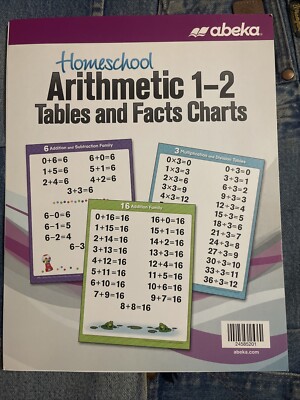 Abeka Homeschool Arithmetic Grade  1 - 2 Tables & Facts Charts 2485203 Math