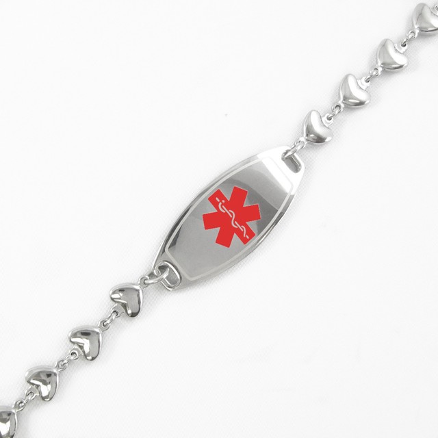 Pre Engraved Unisex HEMOPHILIA ID, Medical Alert Bracelet, HEART Chain eBay