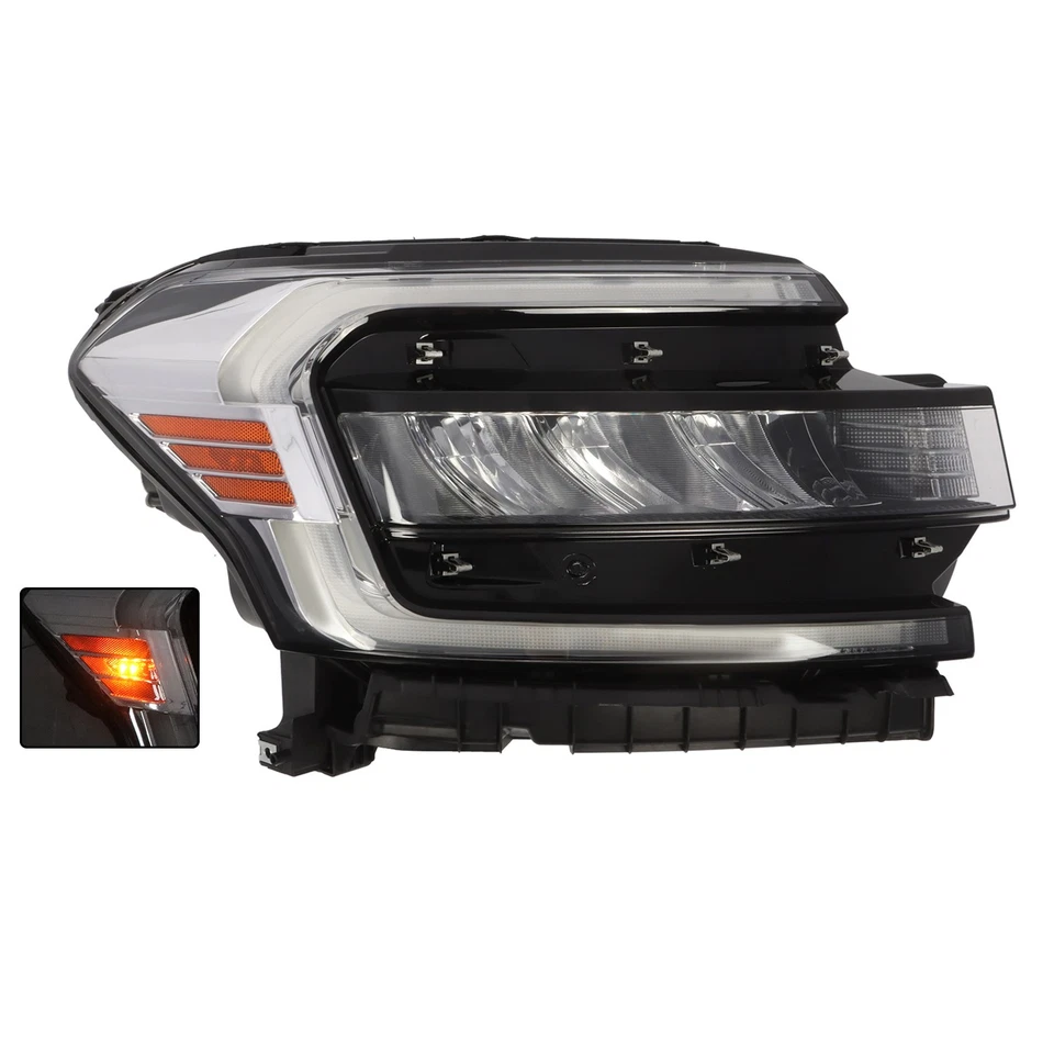 For 2022-2024 Ford Expedition w/LED DRL Chrome Trim Headlight Headlamp Passenger - Image 4 of 4