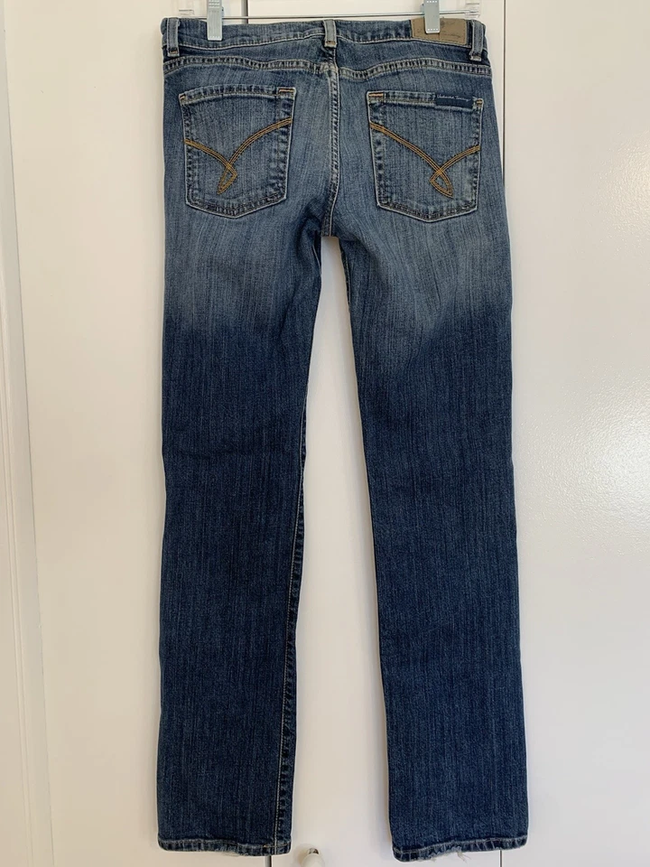 Pantalones de mezclilla para mujer Uncharted Territory pierna recta azul lavado medio talla 27/6 Y2K retro Foto 4 de 4