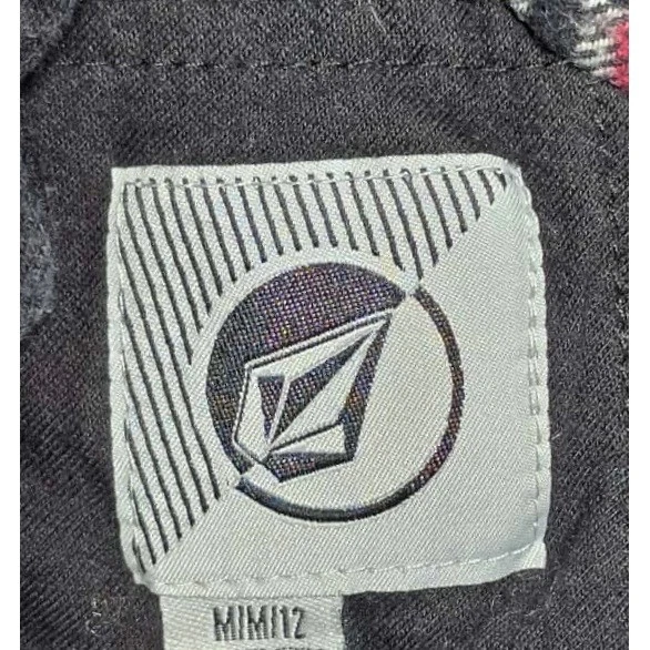 Volcom Hooded Flannel Shirt Jacket Button Up Red Black Plaid Womens  M - Image 2 of 4