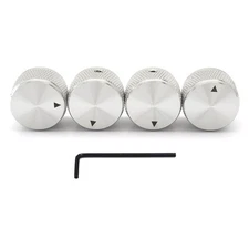 4Pcs Aluminium Alloy Silver Guitar Knobs Volume Audio Pot Control Knurled Knobs