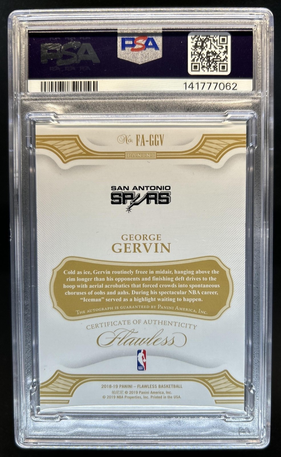 2018-19 Panini Flawless George Gervin Auto Autograph Ruby #/15 Spurs PSA 9 10 view 2