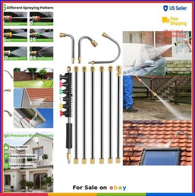 #ad High Pressure Washer Extension Wand 1 4 Set of 10 39cm 40cm Straight Pole $46.97