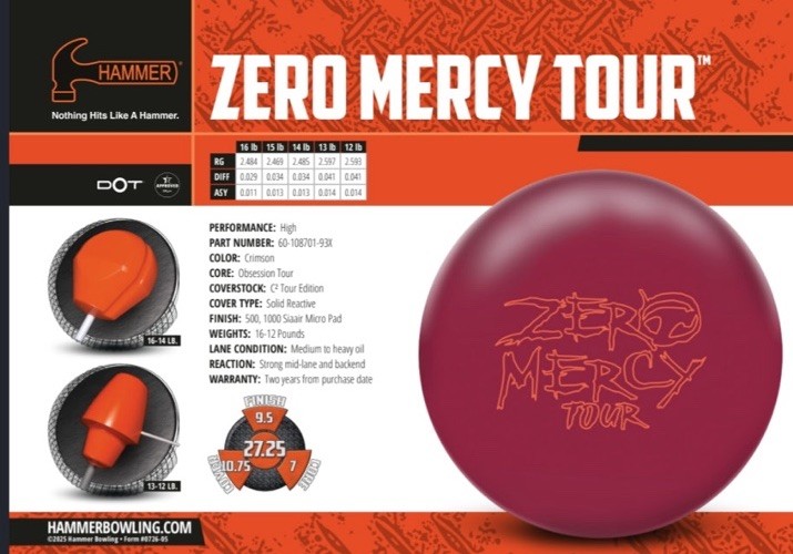 Hammer Zero Mercy Tour Bowling Ball! 15 # Free Shipping | eBay