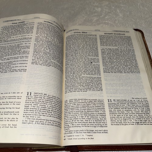 The Layman's Parallel Bible Zondervan KJV Modern Living RSV Brown Leather 1977 - Foto 16 di 19