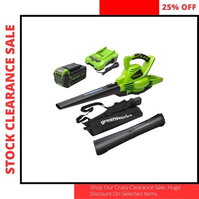 40V Cordless Leaf Blower Vacuum 185MPH 340CFM Brushless Tool Kit