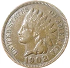 1902 Indian Head Penny Fine - Very Fine Condition (F-VF) Very Sharp Strike Coins