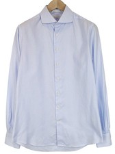 SUITSUPPLY Men's Formal Shirt 41/16 Extra Slim Blue Pure Cotton Cutaway Stripe