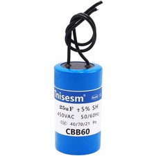 Tnisesm 25uF CBB60 Run Capacitor 450V AC 2 Wires for Start-up of AC Motors wi...