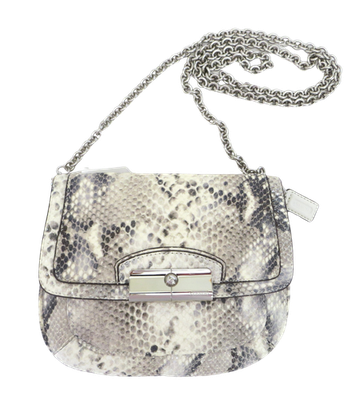 New Coach Kristin Python Embossed Reptile Crossbody Purse Ivory
