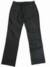 Rare Vintage Harley Davidson Women s Leather Pants 38/10 Black Flame