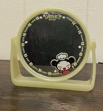 Espejo pequeño vintage de plástico Pucca Funny Love Vooz amarillo de mesa raro