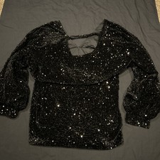 Boohoo Black Sequin Special Occasion Wedding Guest Dress Size 18 Lined A7