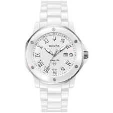 Bulova Women's Marine Star Marc Anthony Quartz Ceramic White Watch 36MM 98P222