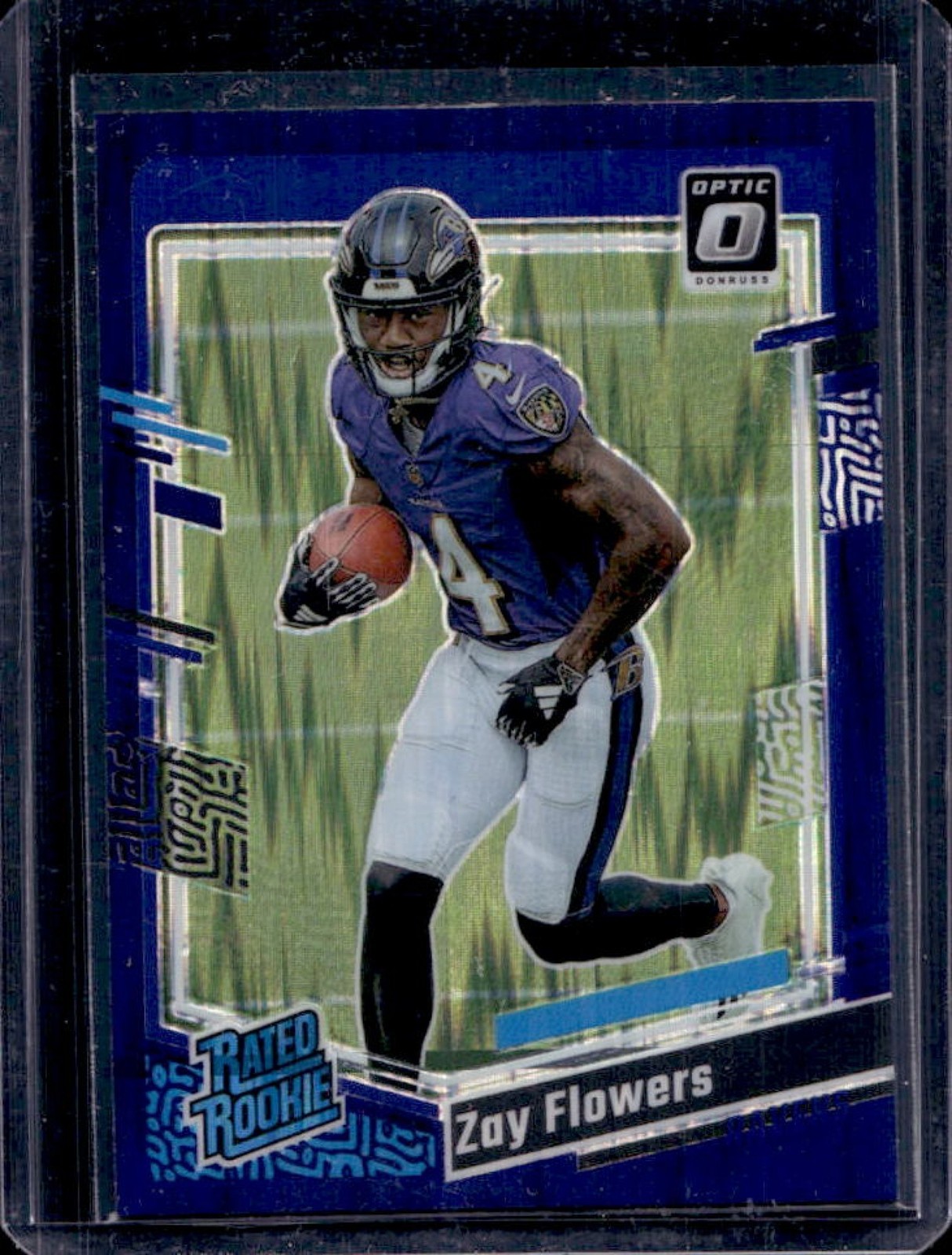 2023 Donruss Optic Zay Flowers Purple Shock Prizm Rated Rookie #210 Ravens