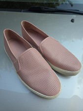 VINCE Pink Blair Perforated Soft Leather Slip On Sneakers US 8.5M/EUR 38.5