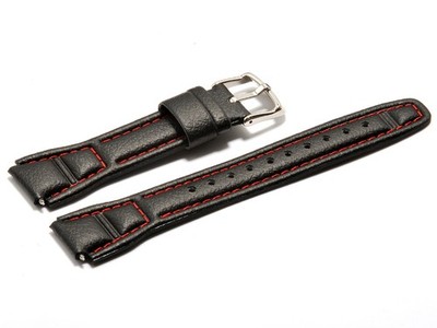 Uhrenarmband Casio f. AQF-102WL-4, Leder, schwarz, rote Naht